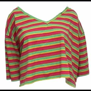 Colorful striped cropped t-shirt
